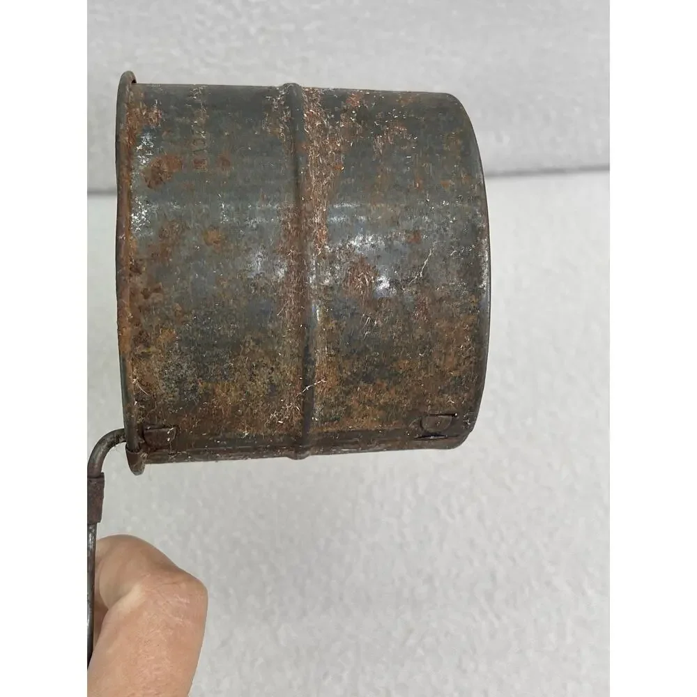 VTG 2 Cup Flour Sifter Embossed Tin Hand Crank Working USA Kitchen Tool